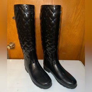 Hunter Refined Gloss Quilted Tall Rain Boots